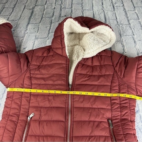 Love tree Sherpa lined puffer jacket size large, dusty rose color, hooded jacket - Picture 5 of 9